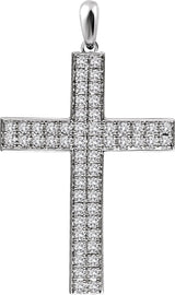 14K Gold Round Natural Diamond Cross Pendant II - White Gold