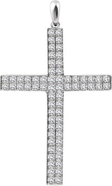 14K Gold Round Natural Diamond Cross Pendant II - Rose Gold - view 2