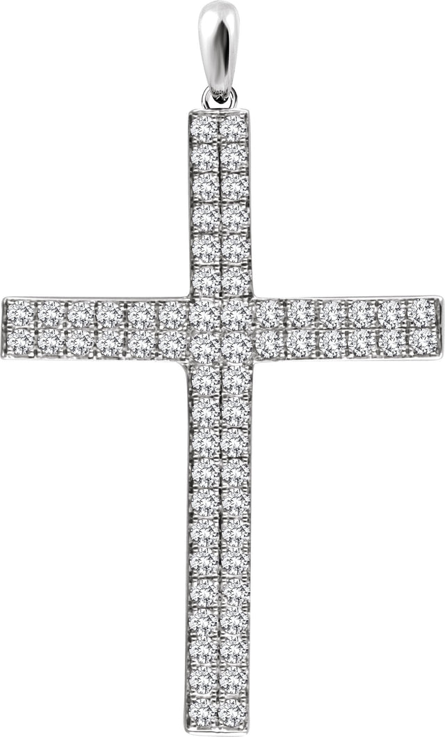 14K Gold Round Natural Diamond Cross Pendant II - Rose Gold - view 2