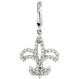 14K Gold Round Natural Diamond Fleur-de-lis Pendant