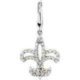 14K Gold Round Natural Diamond Fleur-de-lis Pendant