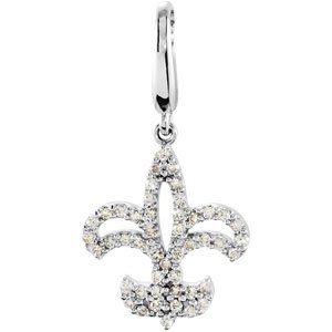 14K Gold Round Natural Diamond Fleur-de-lis Pendant