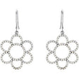 14K Gold Round Natural Diamond Flower Earrings – 1mm Stones