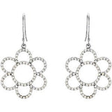 14K Gold Round Natural Diamond Flower Earrings – 1mm Stones