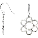 14K Gold Round Natural Diamond Flower Earrings – 1mm Stones - view 2