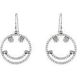 14K Gold Round Natural Diamond Accented Smiley Face Earrings - view 2