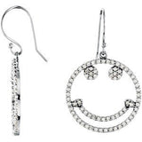 14K Gold Round Natural Diamond Accented Smiley Face Earrings