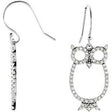 14K Gold Round Natural Diamond Accented Owl Earrings