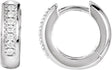 14K Gold Round Natural Diamond Accented Huggie Earrings – 1.3mm Stones - White Gold