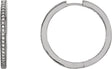 14K Gold Round Natural Diamond Inside-Outside Hoop Earrings – 1mm Stones - White Gold