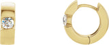 14K Gold Round Natural Diamond Hinged Hoop Earrings - Yellow Gold