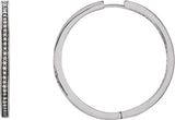 14K Gold Round Natural Diamond Inside-Outside Hoop Earrings – 1mm Stones - White Gold