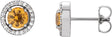 14K Gold Round Natural Yellow Sapphire Halo-Style Earrings - White Gold