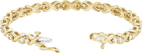 14K Gold Round Natural Diamond Accented Line Bracelet - view 2