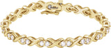 14K Gold Round Natural Diamond Accented Line Bracelet