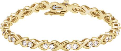 14K Gold Round Natural Diamond Accented Line Bracelet