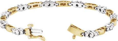14K Gold Round Natural Diamond Accented Line Bracelet – 3mm Stones - view 2