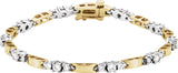14K Gold Round Natural Diamond Accented Line Bracelet – 3mm Stones