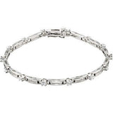 14K Gold Round Natural Diamond Line Bracelet – 2.4-3.1mm Stones - White Gold