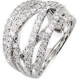 14K Gold Round Natural Diamond Criss-Cross Ring – 1 1/2 CTW