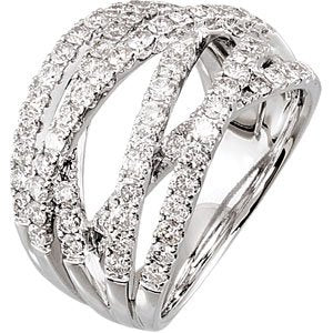 14K Gold Round Natural Diamond Criss-Cross Ring – 1 1/2 CTW