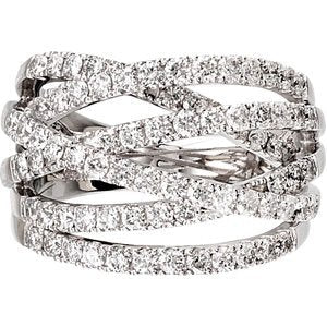 14K Gold Round Natural Diamond Criss-Cross Ring – 1 1/2 CTW - view 3