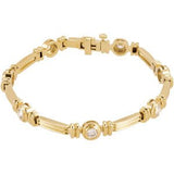 14K Gold Round Lab-Grown Diamond Bezel-Set Line Bracelet - Yellow Gold