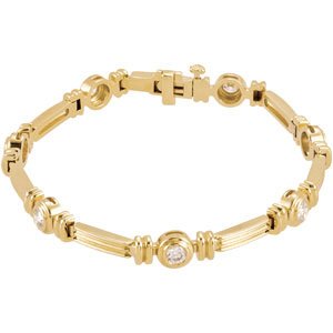 14K Gold Round Lab-Grown Diamond Bezel-Set Line Bracelet - Yellow Gold