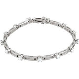 14K Gold Round Natural Diamond Line Bracelet – 2.4-3.1mm Stones - White Gold