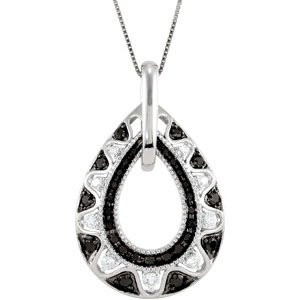 14K Gold Natural Black and White Diamond Accented Necklace
