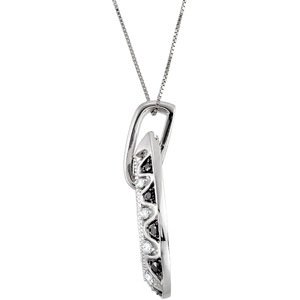 14K Gold Natural Black and White Diamond Accented Necklace - view 2