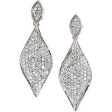 14K Gold Round Natural Diamond Pavé-Style Earrings - view 2