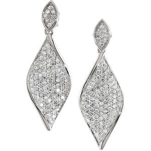 14K Gold Round Natural Diamond Pavé-Style Earrings - view 2