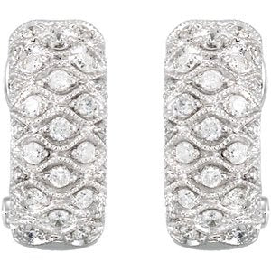 14K Gold Round Natural Diamond Accented Clip Earrings - view 2