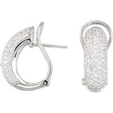 14K Gold Round Natural Diamond Pavé-Style Omega Clip Earrings