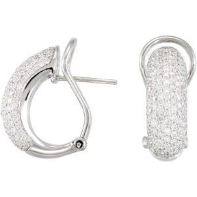 14K Gold Round Natural Diamond Pavé-Style Omega Clip Earrings