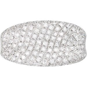 14K Gold Round Natural Diamond Pavé-Style Ring - view 3