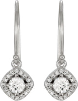 14K Gold Round Natural Diamond Halo-Style Earrings – 3.4-6.3mm Stones - White Gold - view 2