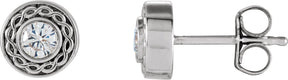 Platinum Round Natural Diamond Bezel-Set Earrings