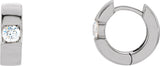 14K Gold Round Natural Diamond Hinged Hoop Earrings - White Gold