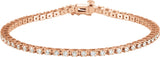 18K Gold Round Natural Diamond Line Bracelet - Rose Gold