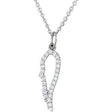 Platinum Round Natural Diamond Angel Wing Necklace