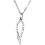 Platinum Round Natural Diamond Angel Wing Necklace