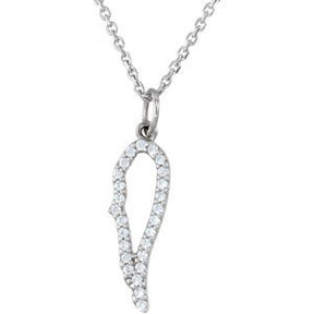 Platinum Round Natural Diamond Angel Wing Necklace