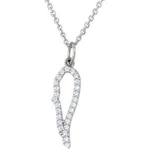 Platinum Round Natural Diamond Angel Wing Necklace
