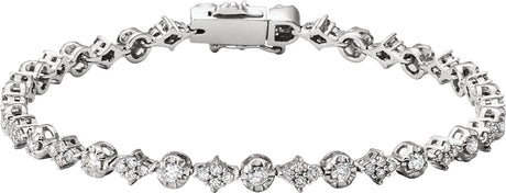 14K Gold Round Natural Diamond Line Bracelet V