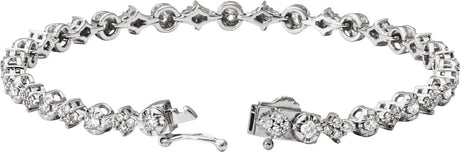 14K Gold Round Natural Diamond Line Bracelet V - view 2