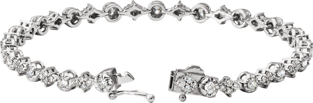 14K Gold Round Natural Diamond Line Bracelet V - view 2