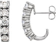 14K Gold Round Lab-Grown Diamond Accented J-Hoop Earrings - White Gold