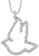 14K Gold Round Natural Diamond Dove Necklace - White Gold